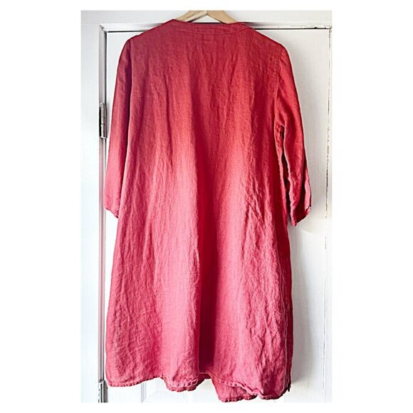 Vivid 100% Linen Long Jacket Burnt‎ Orange Color Size M - Picture 3 of 3